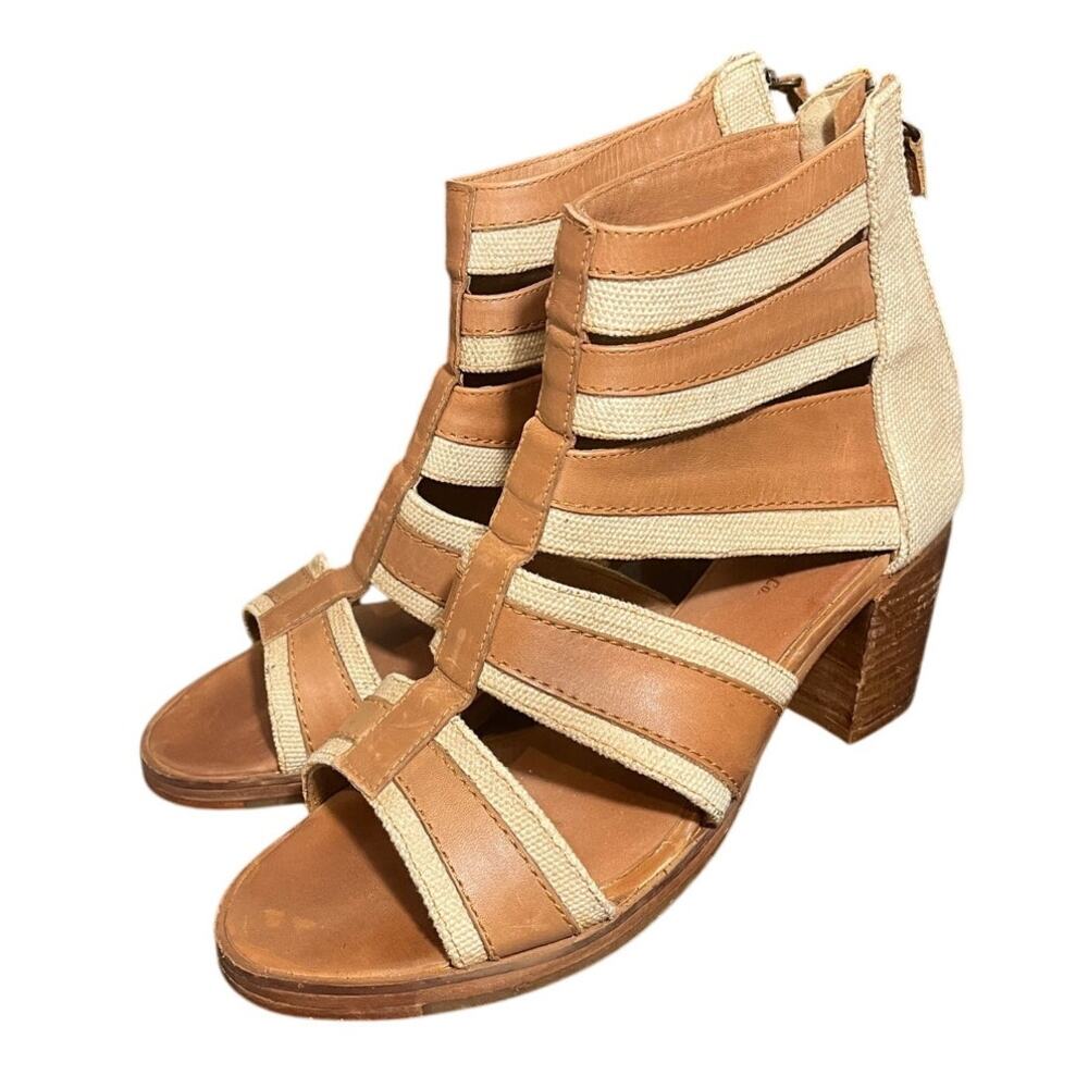 Vintage Foundry Co Michelle Bootie Sandal Women 10 Brown Leather Block Heel Boho